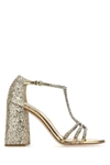 MIU MIU MIU MIU WOMAN EMBELLISHED LEATHER SANDALS