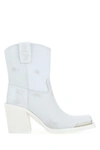 Miu Miu Logo Detailed Ankle Boots In White