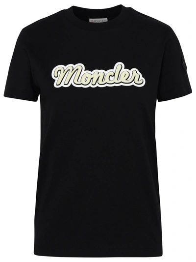 Moncler Woman T-shirt In Cotone Nera In Black