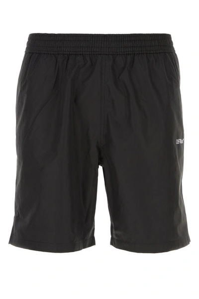 Off-white Off White Man Black Polyester Swimming Shorts In Nero
