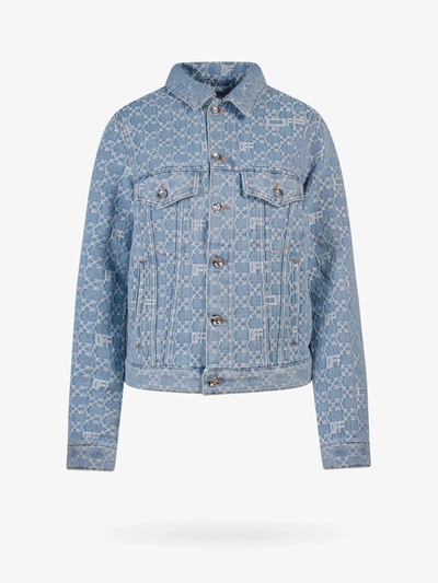 Off-white Denim Jacket With Logo In Blue