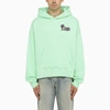 PALM ANGELS PALM ANGELS GREEN HOODIE WITH PALM LONG LEGS PRINT MEN