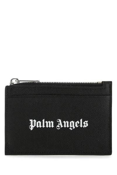 Palm Angels Man Black Leather Card Holder