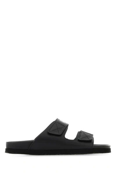 PALM ANGELS PALM ANGELS MAN BLACK LEATHER SLIPPERS