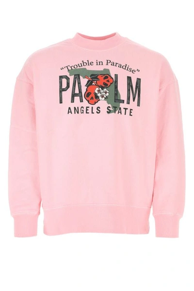 PALM ANGELS PALM ANGELS MAN PINK COTTON OVERSIZE SWEATSHIRT