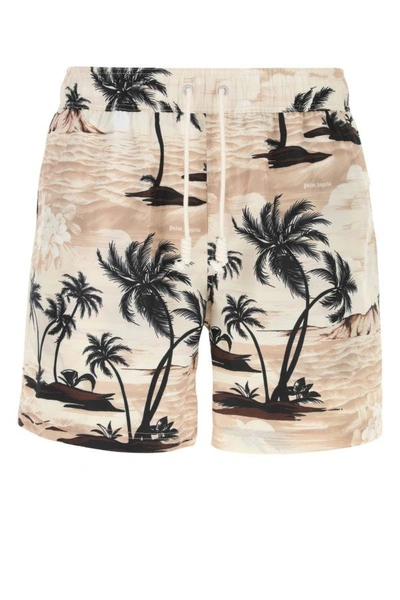 Palm Angels Man Printed Polyester Swimming Shorts In Multicolor