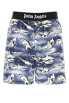 Palm Angels Shark-print Logo-waist Shorts In Multicolor