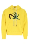Palm Angels Broken Palm Embroidered Hooded Sweatshirt In Yellow
