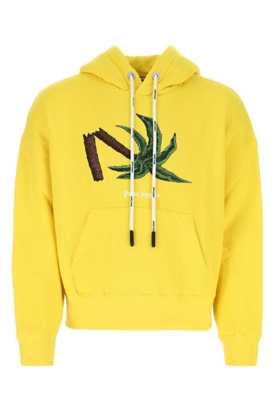 Palm Angels Man Yellow Cotton Oversize Sweatshirt