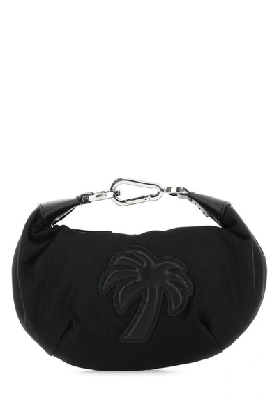 Palm Angels Woman Black Fabric Big Palm Handbag