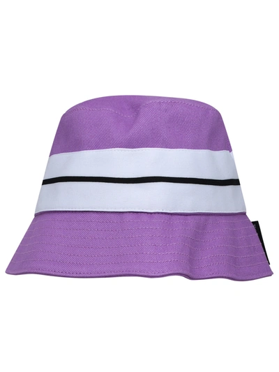Palm Angels Logo Patch Venice Striped Bucket Hat In Purple
