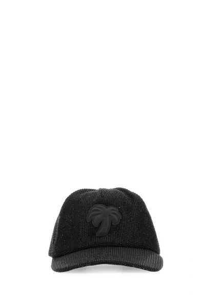Palm Angels Woman Embellished Cotton Baseball Cap In Black