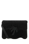 Palm Angels Woman Embellished Suede Palm Beach Crossbody Bag In Black