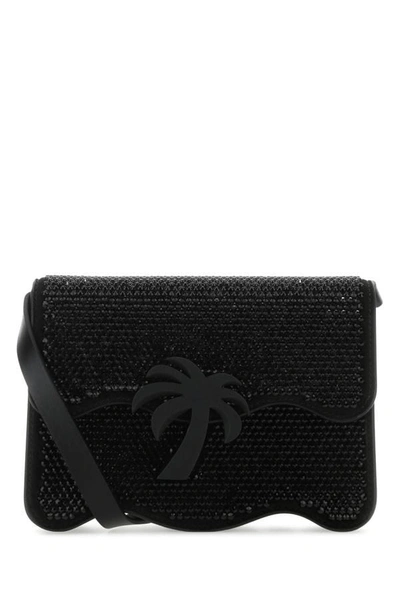 Palm Angels Woman Embellished Suede Palm Beach Crossbody Bag In Black