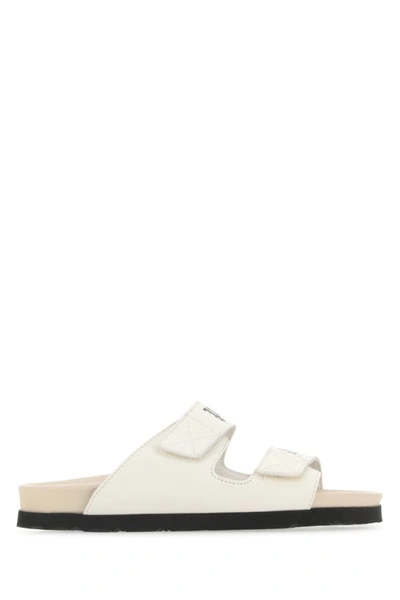 Palm Angels Ivory Leather Slippers In Default Title