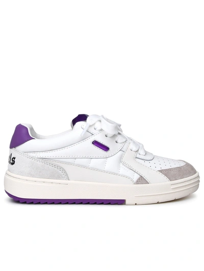 Palm Angels Woman Palm University White Leather Trainers In Purple