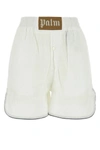 PALM ANGELS PALM ANGELS WOMAN WHITE LINEN SHORTS