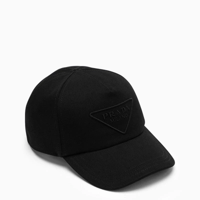 Prada Black Hat With Logo Men