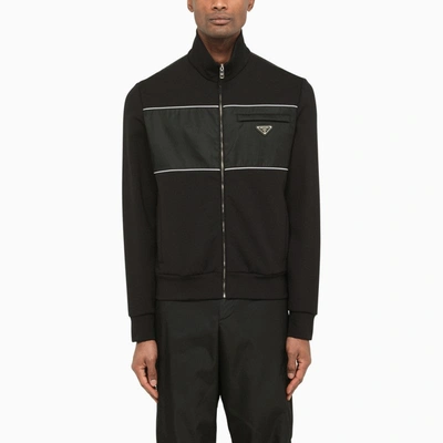 Prada Sweatshirt With Re-nylon Details In Black/white