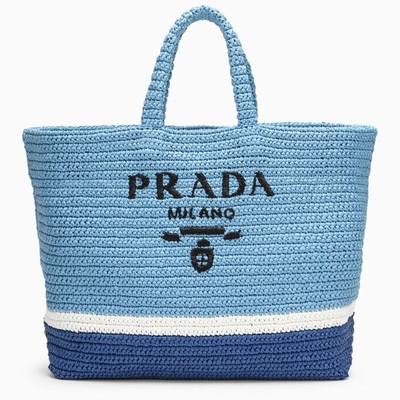 Prada Light Blue Raffia Bag Women