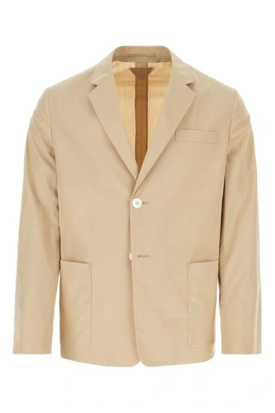 Prada Man Beige Cotton Blazer In Cream