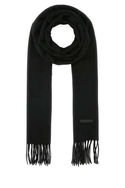 Prada Solid-colour Cashmere Scarf In Black