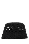 Prada Man Black Raffia Hat In Black