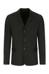Prada Structured Silk Blazer With Notch Lapel In Black