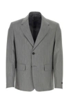 Prada Melange Grey Wool Blend Blazer In Gray