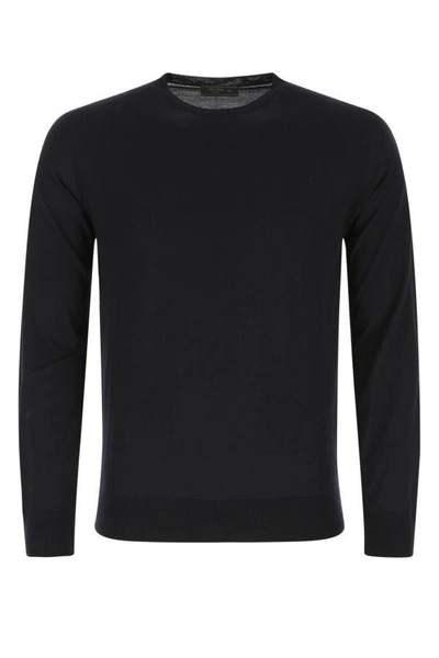 Prada Man Midnight Blue Wool Sweater In Black