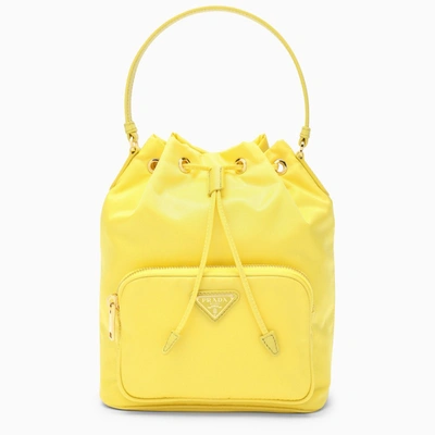 Prada Duet Re-nylon Shoulder Bag In Yellow