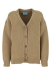 PRADA PRADA WOMAN BEIGE WOOL BLEND OVERSIZE CARDIGAN