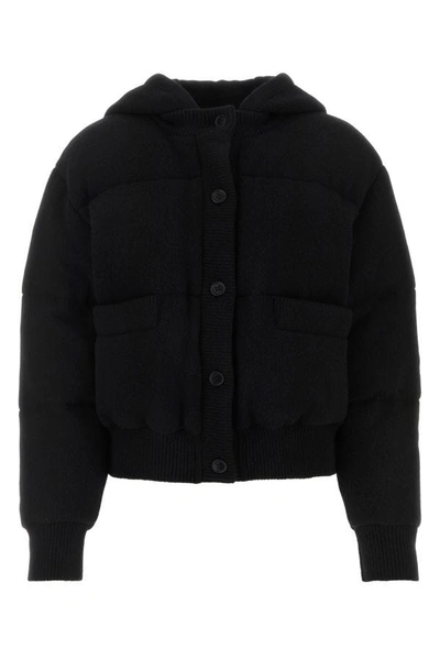 Prada Knitted Hooded Jacket In Black