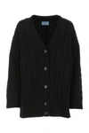 PRADA PRADA WOMAN BLACK WOOL BLEND OVERSIZE CARDIGAN