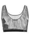 Prada Crystal-embellished Mesh Crop Top In Multicolor