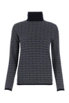 Prada Superfine Wool Turtleneck Sweater With Intarsia Logo In Multicolor