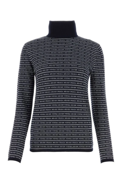 Prada Woman Embroidered Wool Sweater In Multicolor