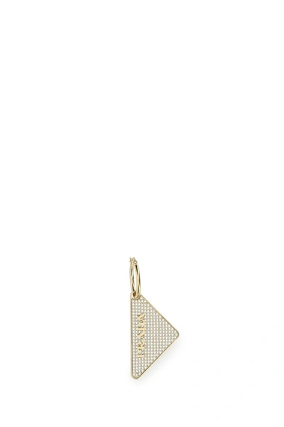 Prada Woman Gold 925 Silver Symbole Single Left Earring In Cream