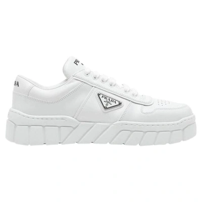 Prada Women White Leather Low-top Sneakers
