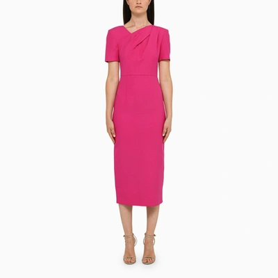 Roland Mouret Structured Silk And Wool Midi Dress In Pink