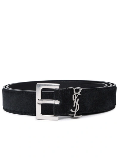 SAINT LAURENT SAINT LAURENT MAN SAINT LAURENT YSL BLACK SUEDE BELT