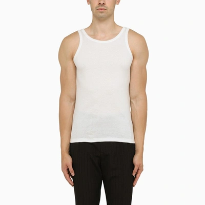 Saint Laurent Sleeveless Cotton Tank Top In White