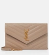 Saint Laurent Women Cassandre Matelasse Leather Chain Wallet In Cream