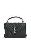 Saint Laurent College Medium Matelasse Lambskin V-flap Crossbody Bag In Black