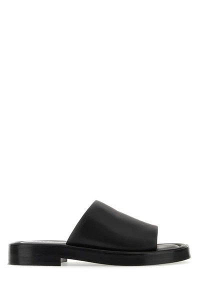 FERRAGAMO SALVATORE FERRAGAMO MEN BLACK NAPPA LEATHER SLIPPERS