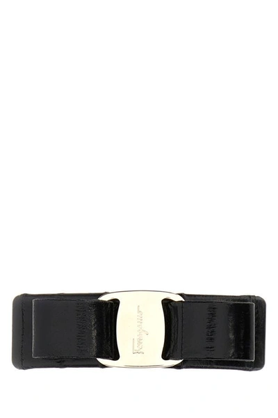 Ferragamo Salvatore  Woman Black Leather Hair Clip