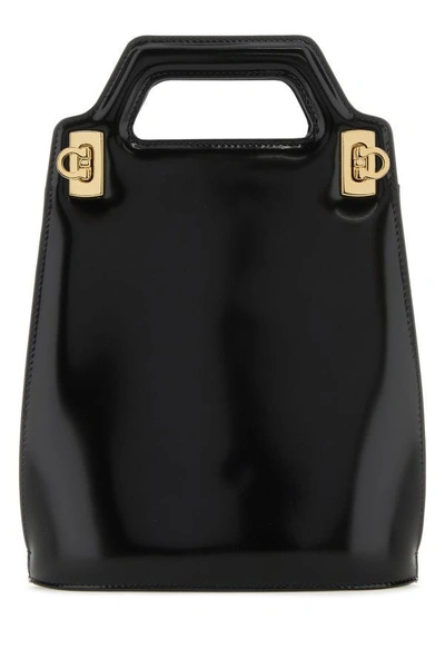 Ferragamo Salvatore  Woman Black Leather Mini Wanda Handbag