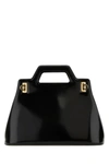 FERRAGAMO SALVATORE FERRAGAMO WOMAN BLACK LEATHER WANDA M HANDBAG