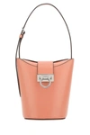 FERRAGAMO SALVATORE FERRAGAMO WOMAN PASTEL LIGHT BLUE LEATHER BUCKET BAG