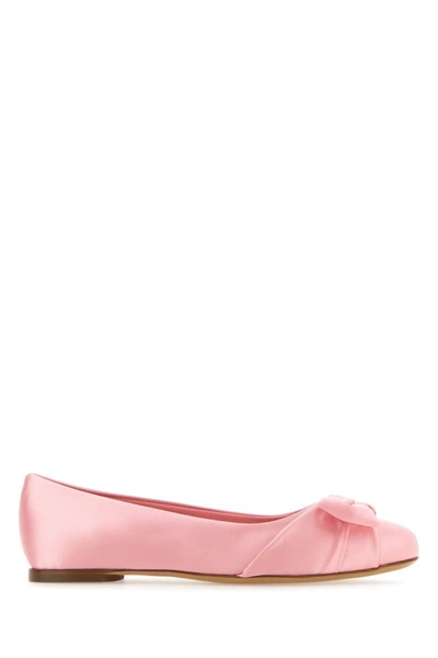 Ferragamo Pink Satin Varina Ballerinas